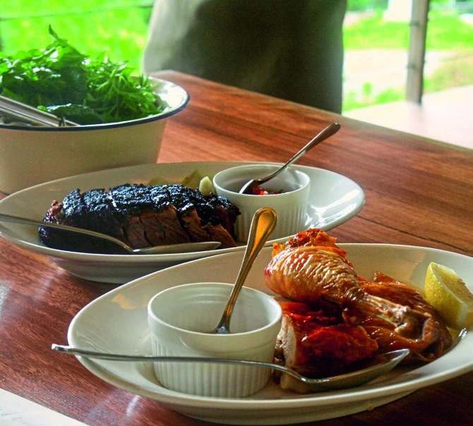 The meal brings the surrounding garden to the table.