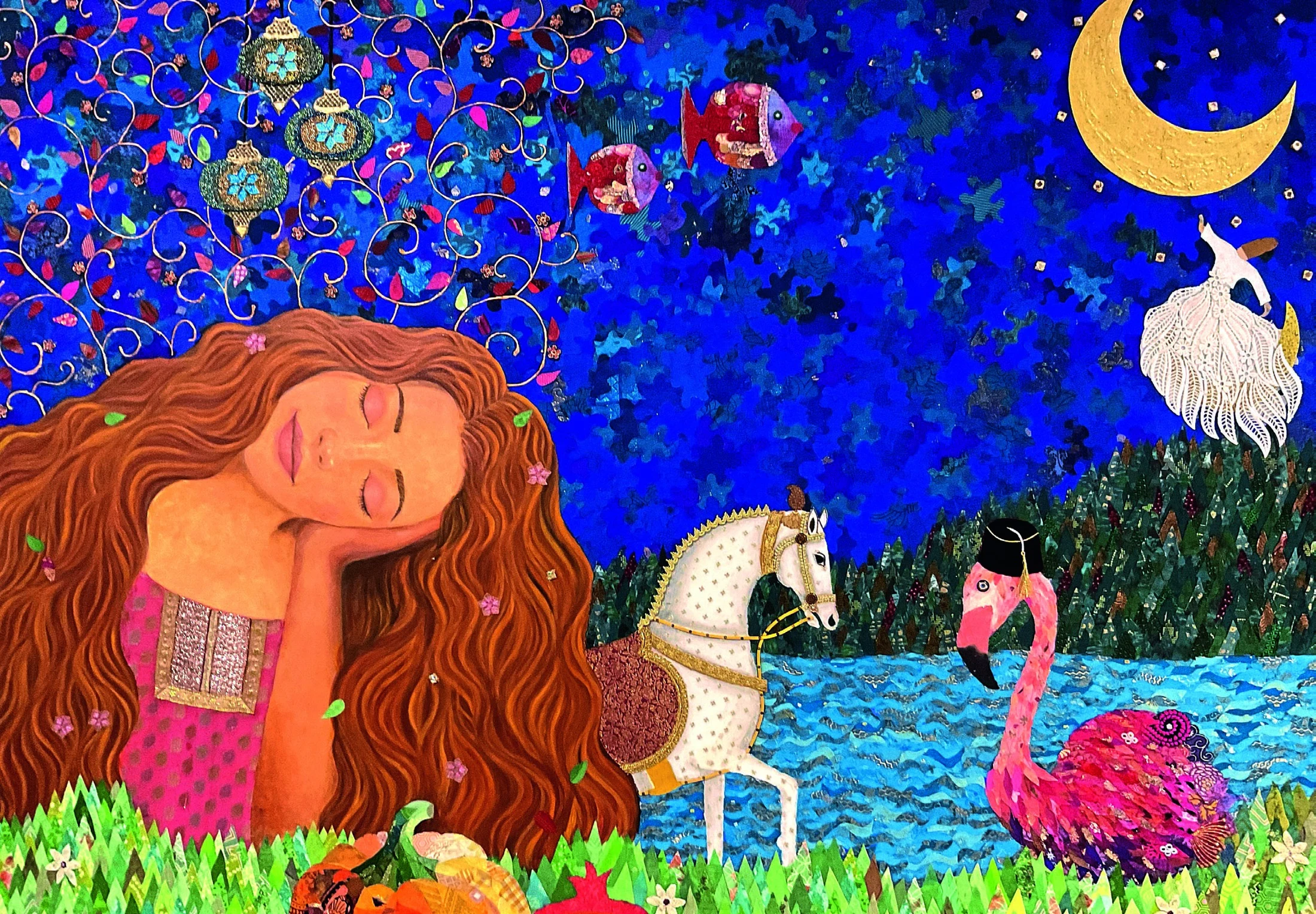 Colour and ornament create an expansive visual language in Prakash’s work.